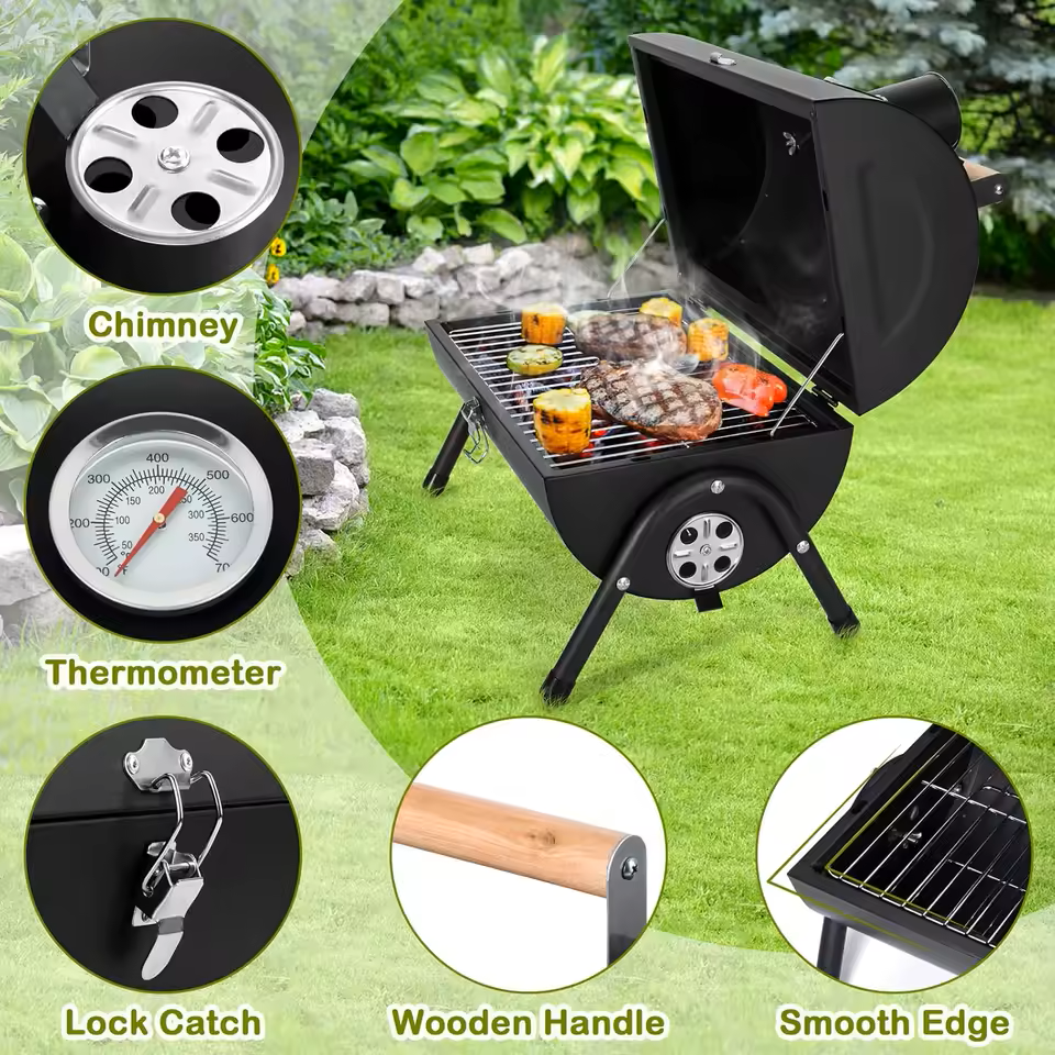 Portable Charcoal Grill With Top