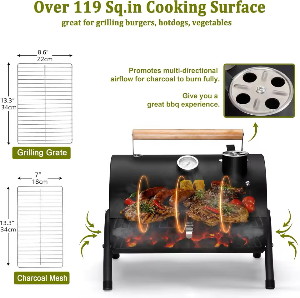 Portable Charcoal Grill With Top